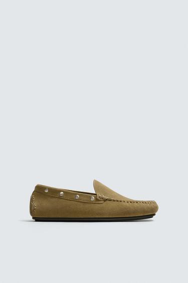 Zara LEATHER LOAFERS - Sandy Brown