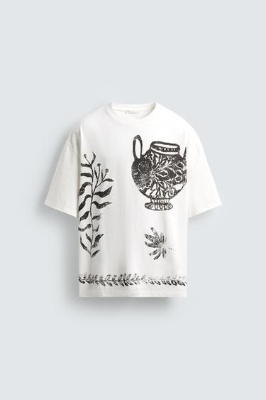 Zara MAJICA SA KONTRASTNIM PRINTOM – Ekru