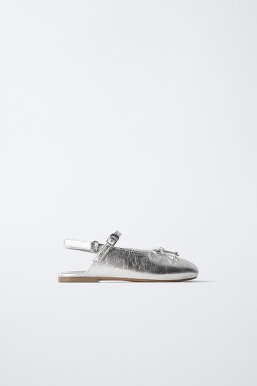 METALLIC SLINGBACK BALLET FLATS - Silver by Zara