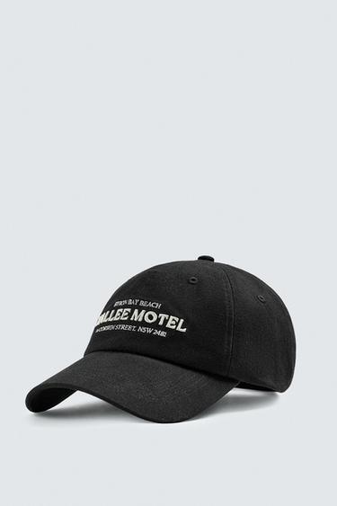 CAP WITH EMBROIDERED TEXT - Black by Zara