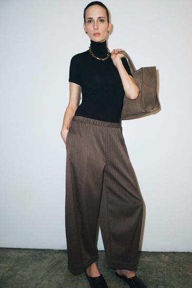 ZW COLLECTION WIDE-LEG TROUSERS - Brown by Zara