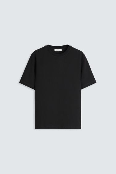 Zara HEAVYWEIGHT SHORT SLEEVE T-SHIRT - Black - Image 0