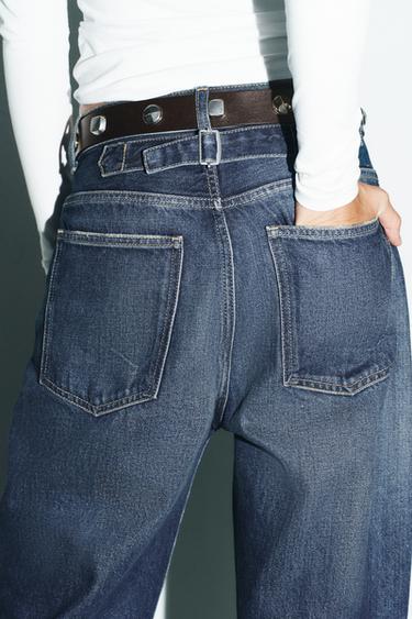 CINTURÓN PIEL TACHAS - Marrón de Zara - Imagen 0
