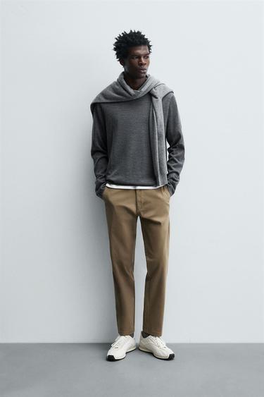 Zara SKINNY CHINO PANTS - Dark tan