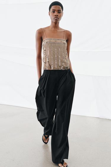 BEADED SEQUIN TULLE TOP - Golden by Zara - Image 0