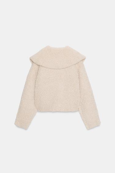 GILET EN MAILLE BOUCLÉE - Écru de Zara - Image 8