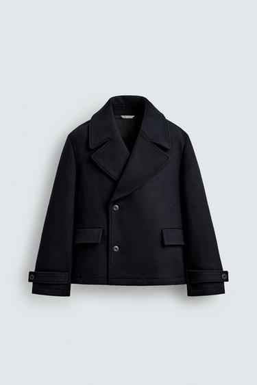 SHORT WOOL COAT - Navy blue by Zara - Image 0