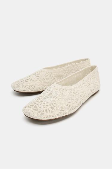 FLORAL CROCHET BALLET FLATS - Ecru by Zara - Image 2