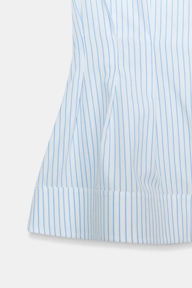 PLEATED SLEEVELESS SHIRT ZW COLLECTION - Blue/White by Zara - Image 8
