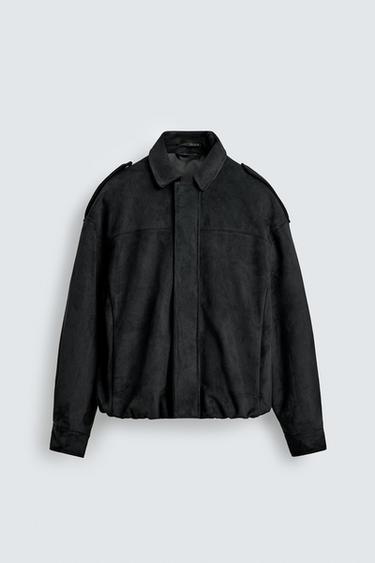 УКОРОЧЕННАЯ КУРТКА ИЗ ИСКУССТВЕННОЙ ЗАМШИ — ЧЕРНЫЙ от Zara