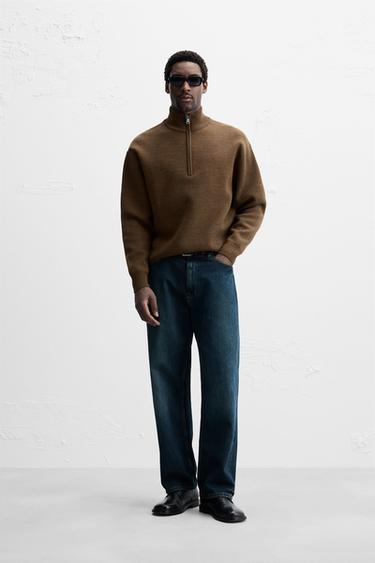 PULL À COL ZIPPÉ - Marron de Zara - Image 0