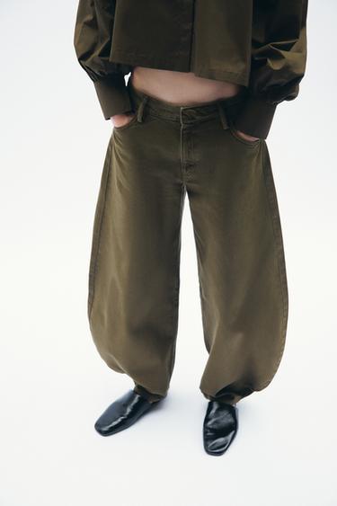 JEANS ZW COLLECTION BALLOON TIRO MEDIO - Khaki de Zara