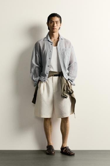 LIGHTWEIGHT RELAXED FIT OVERSHIRT - Grey / Blue by Zara - Image 0
