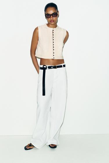 TEXTURED KNIT WAISTCOAT TOP - Ecru by Zara - Image 0