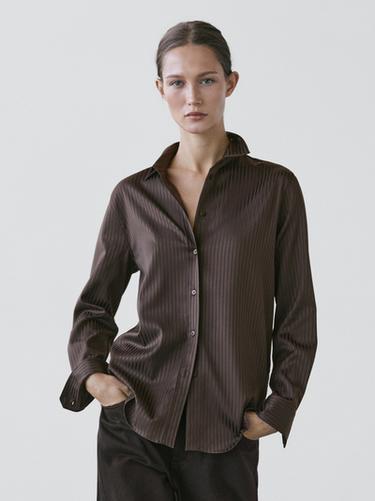 Zara Striped flowing shirt - Brown