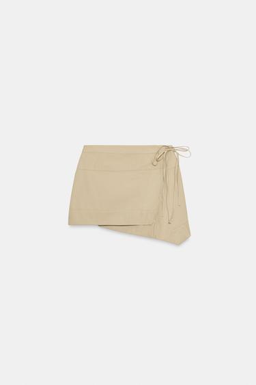 MINISSAIA ASSIMÉTRICA CRUZADA - Caqui-claro da Zara - Imagem 0