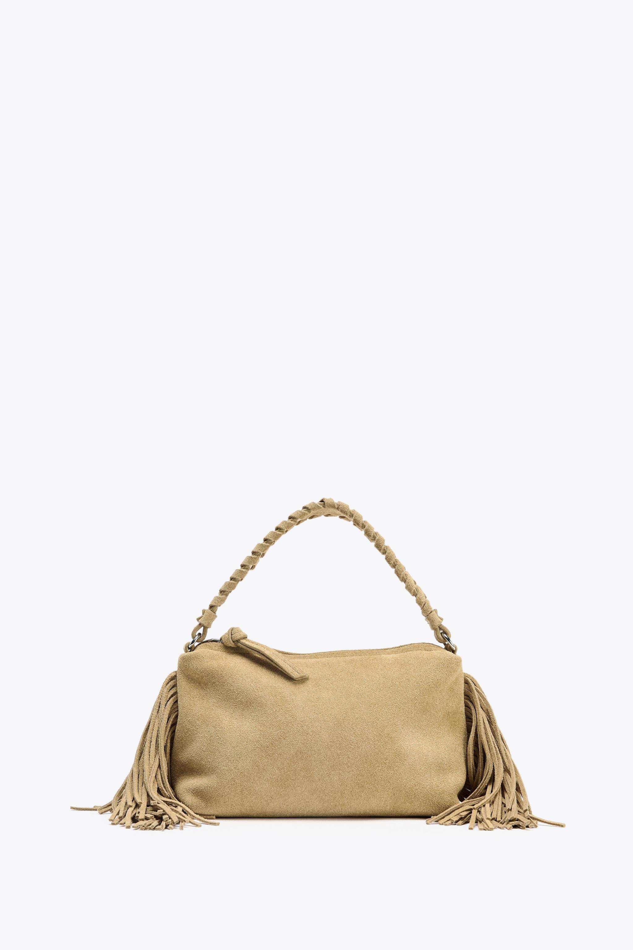 MINI SAC À FRANGES EN CUIR VELOURS