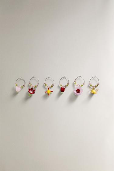 Zara SET OF FLORAL GLASS CHARMS (SET OF 6) - 黃色 - 圖片 0