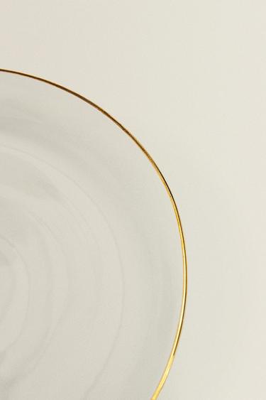 BOROSILICATE GLASS SIDE PLATE WITH RIM - Gold by Zara - Image 2