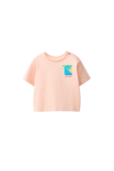 パームツリープリントTシャツピーチZaraのパームツリープリントTシャツ - ピーチ 