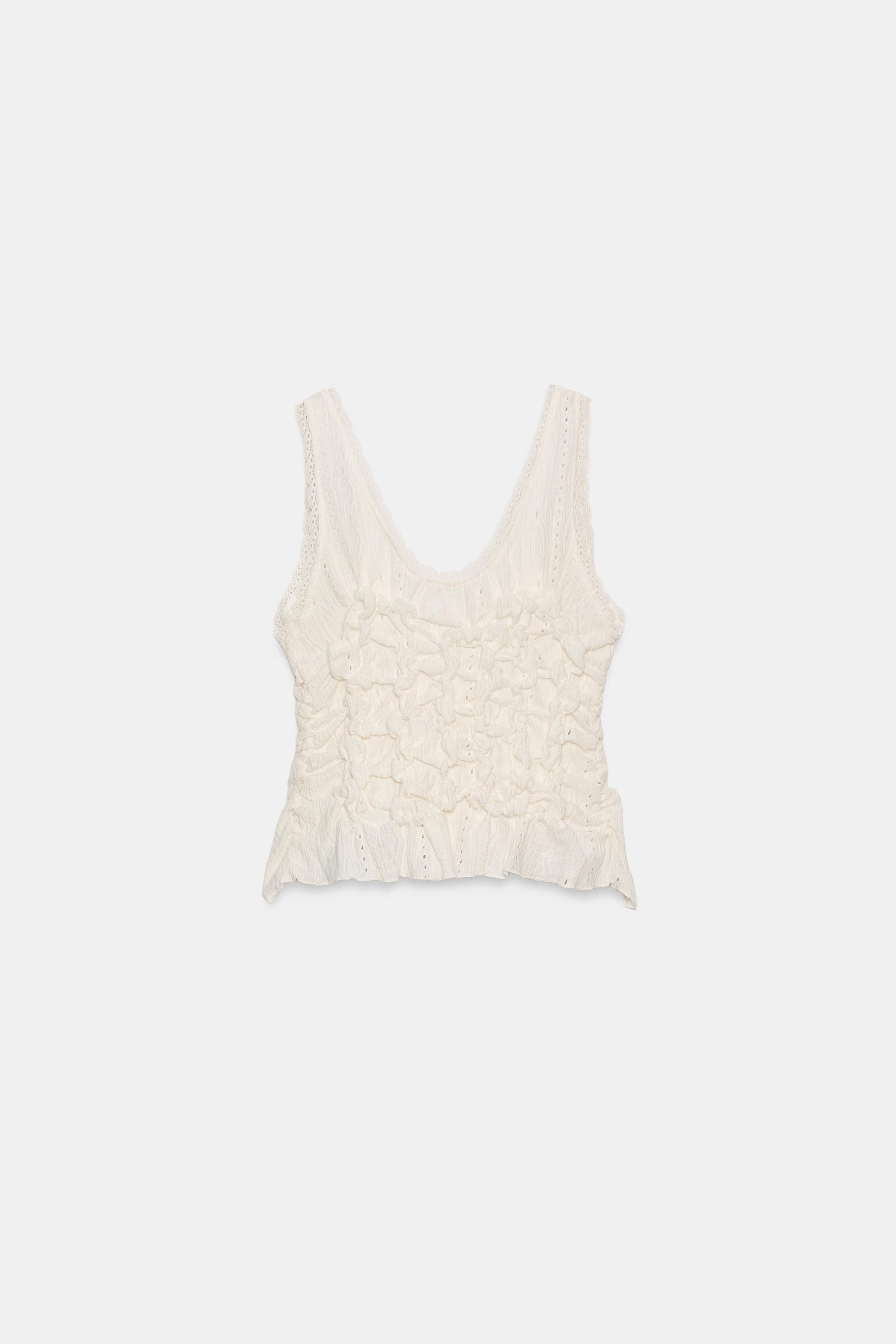 Zara BAĞCIKLI BÜZGÜLÜ TOP görsel 7