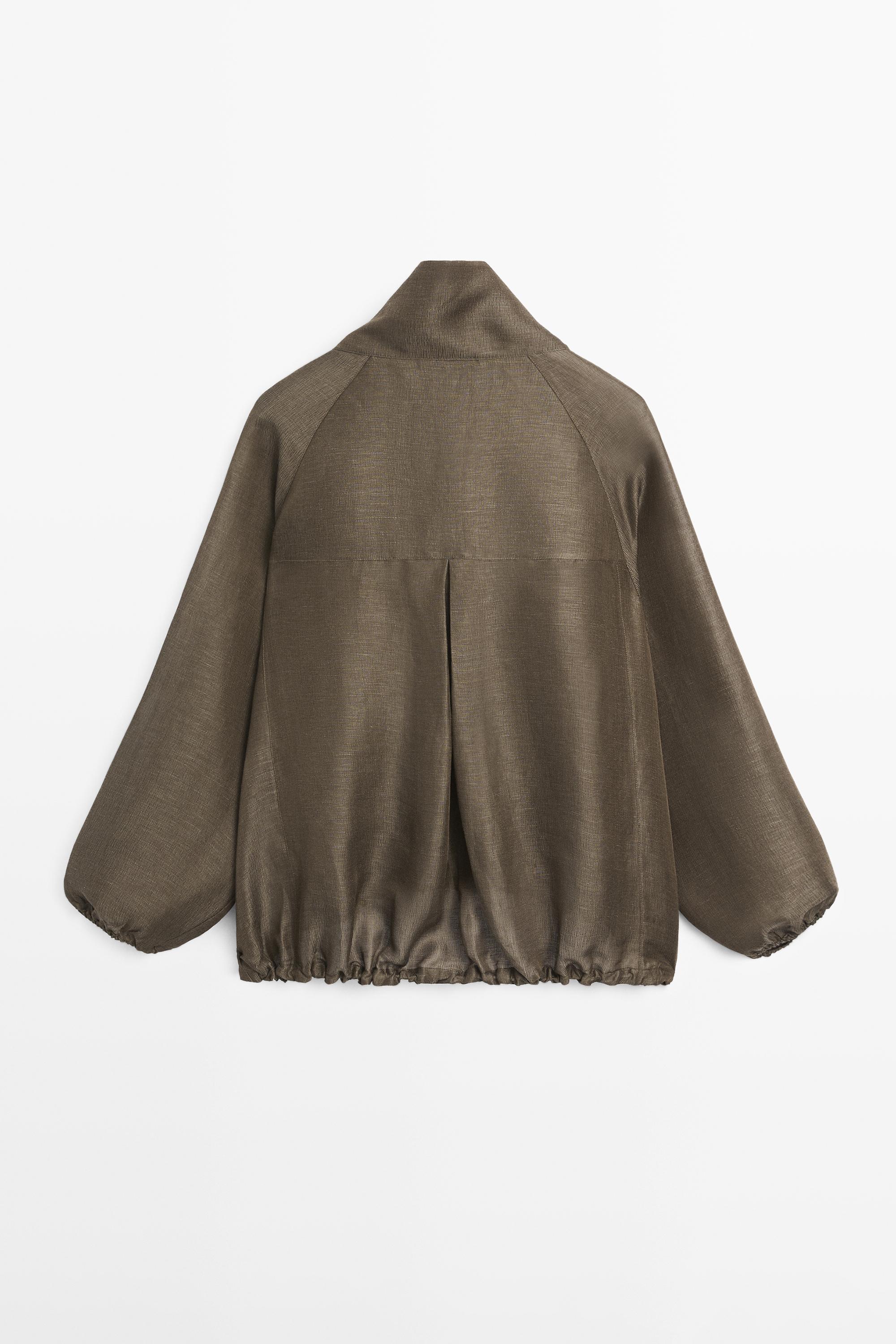 Veste bomber en lin et soie