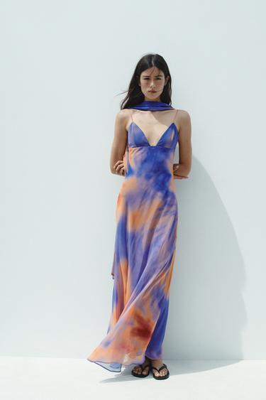 ROBE LONGUE IMPRIMÉE FOULARD - TYE ORANGE de Zara - Image 1