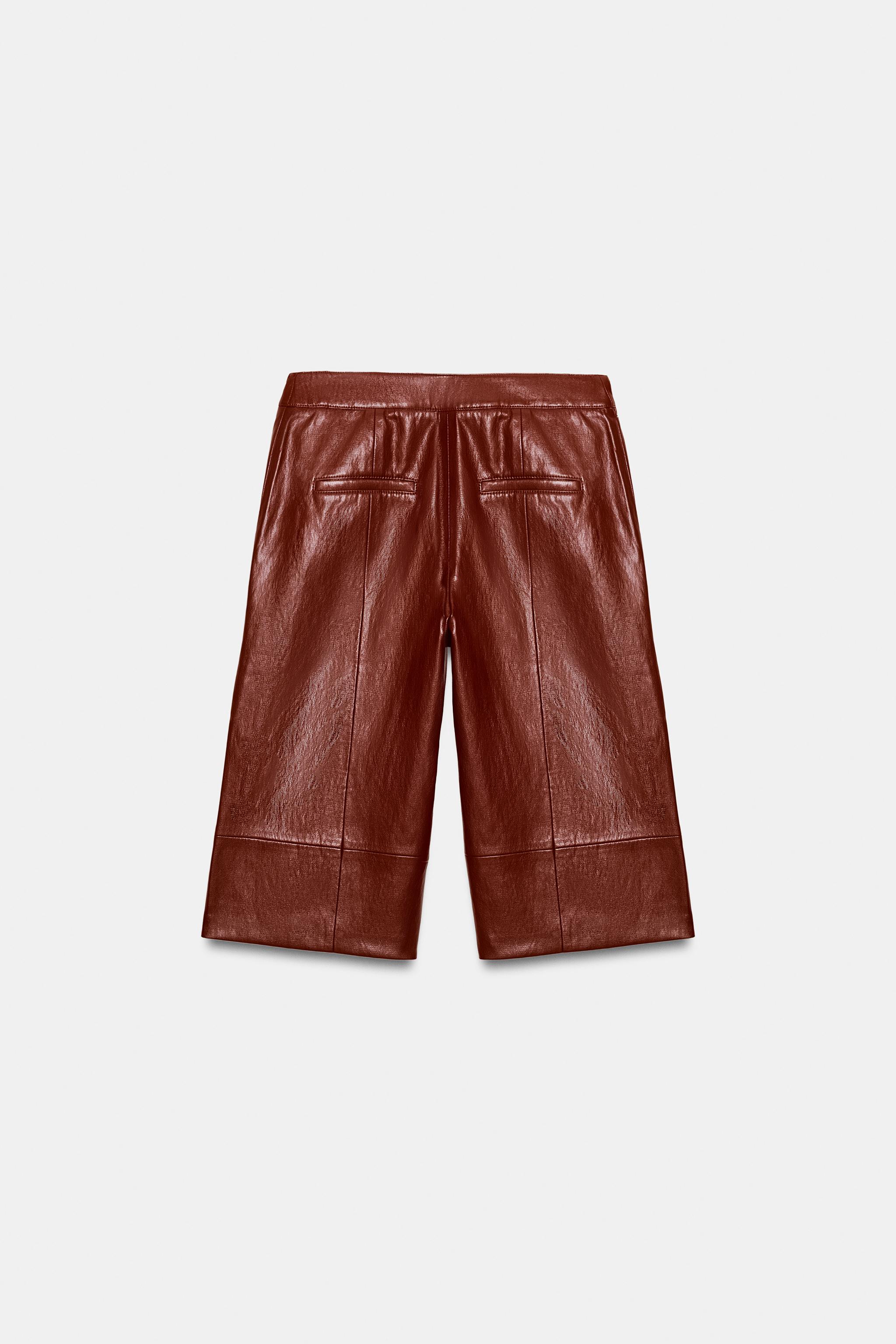 LEATHER EFFECT BERMUDA SHORTS - Brick | ZARA South Africa