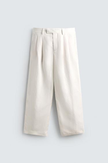 Zara PANTALONE RELAXED FIT OD VISKOZE I LANA – Bela