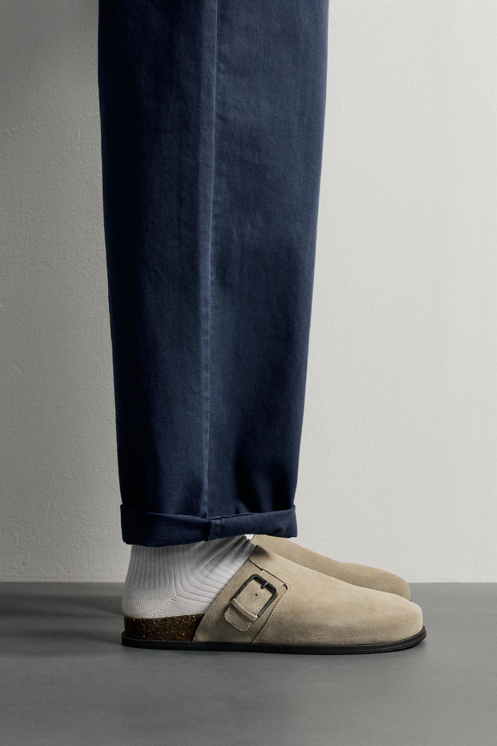Мужские сабо Zara BUCKLED LEATHER CLOGS