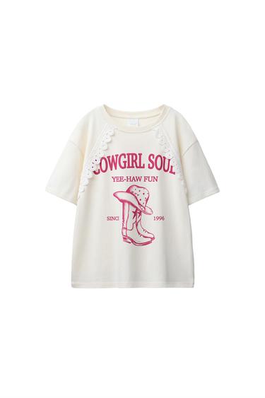 LACE PRINT T-SHIRT - Sand by Zara