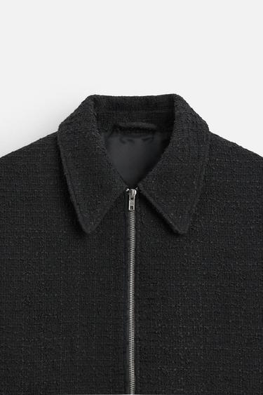TEXTURED ZIP-UP OVERSHIRT - Black by Zara