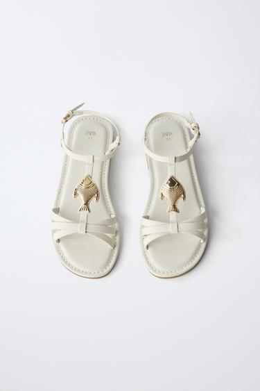 SANDALES À BRIDES - Blanc de Zara - Image 3