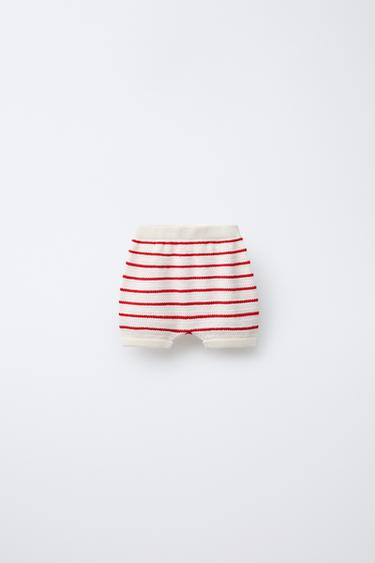 STRIPED KNIT BLOOMERS - Ecru / Red by Zara - Image 0