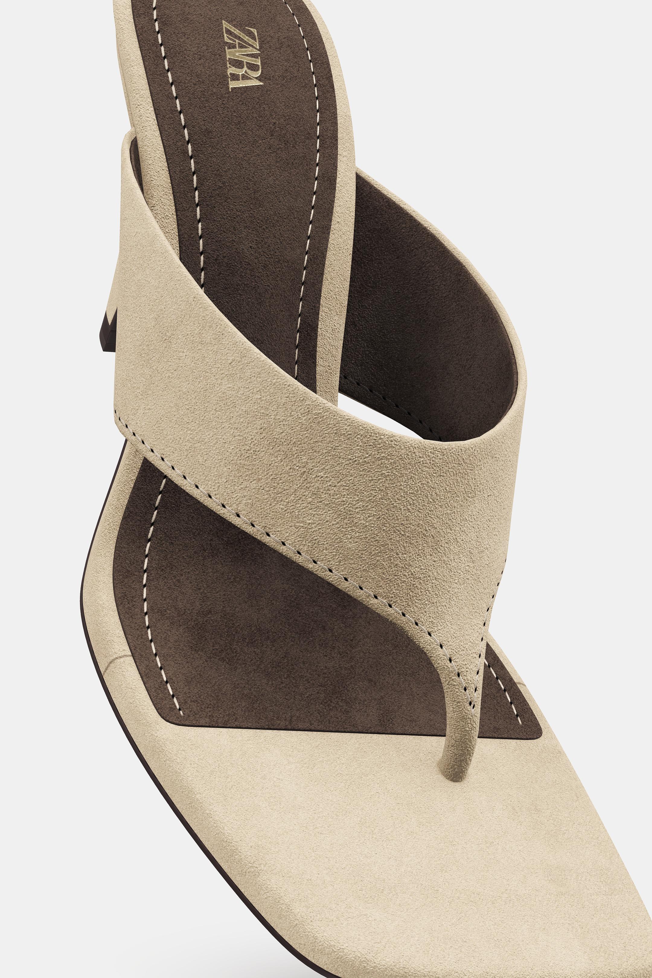 SUEDE HEELED SANDALS - Ecru White by Zara