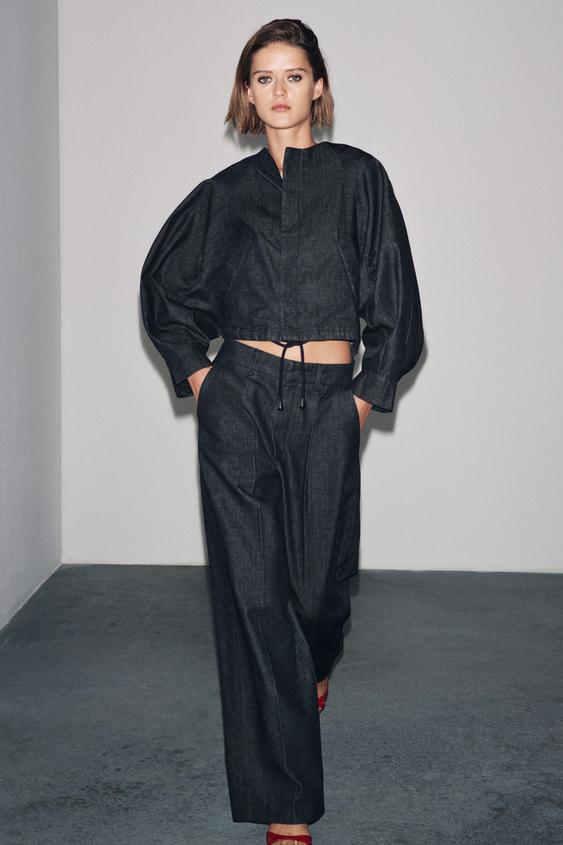 ZW COLLECTION PLEATED DENIM PANTS