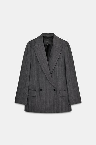 PINSTRIPE BLAZER WITH WOOL ZW COLLECTION - Grey marl by Zara