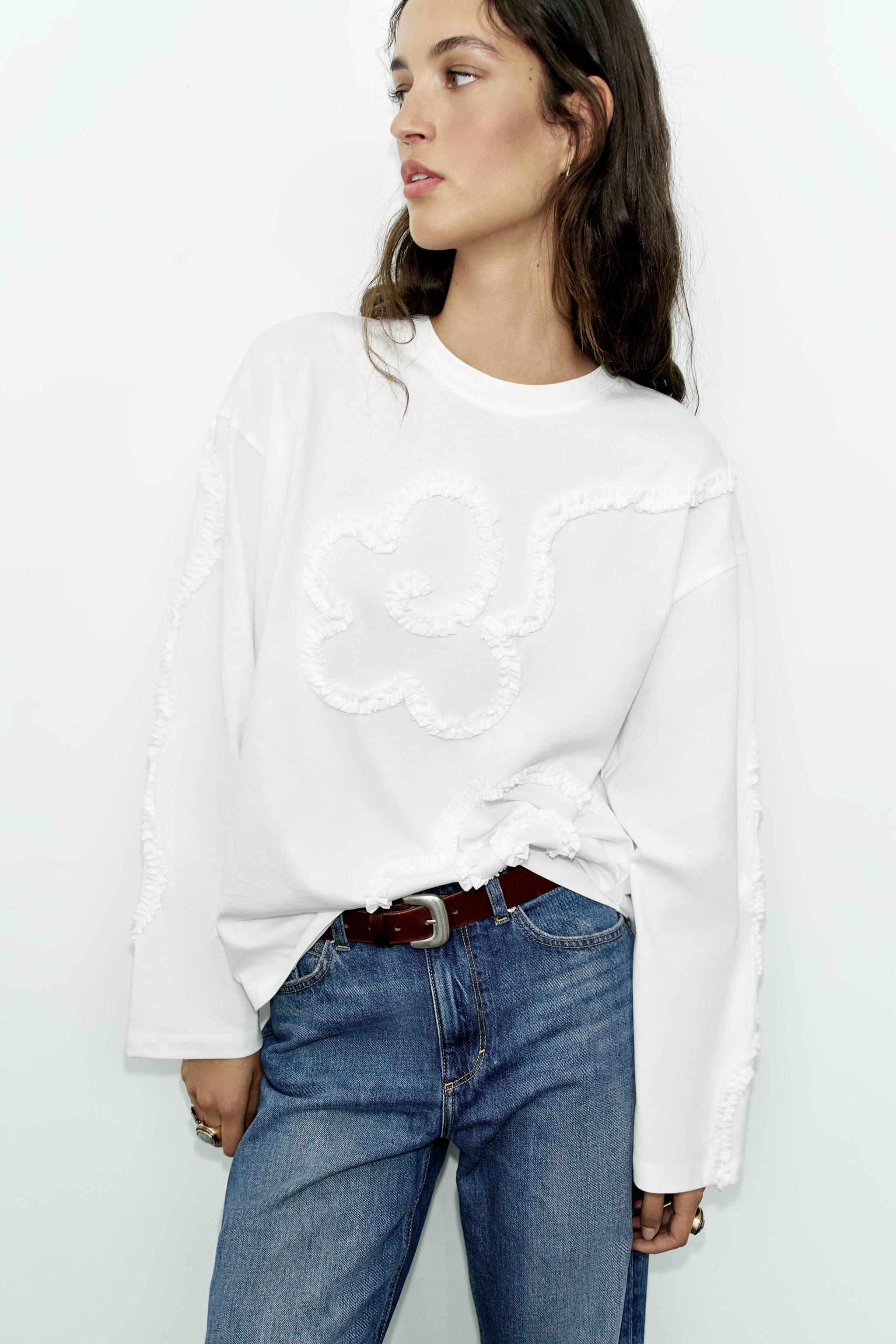 LONG SLEEVE TEXTURED T-SHIRT — White