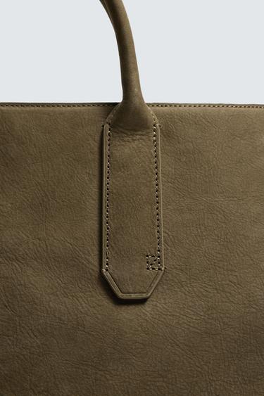 SAC BANDOULIÈRE EN CUIR - Gris taupe de Zara - Image 8