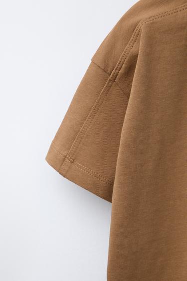 Zara BASIC HEAVY WEIGHT T-SHIRT - Khaki