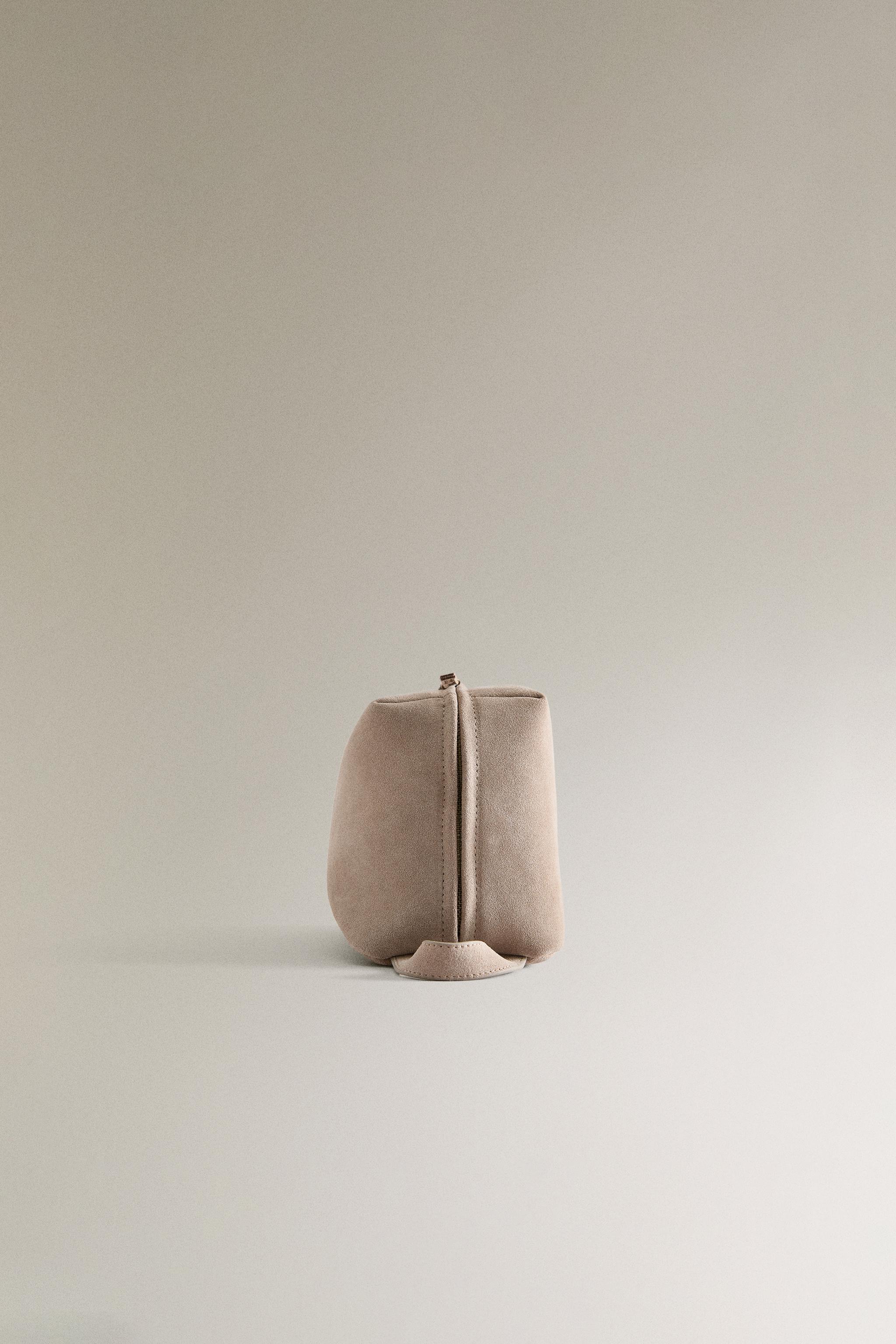 ミディアム スエード コスメティックポーチ - エクリュ | ZARA Japan