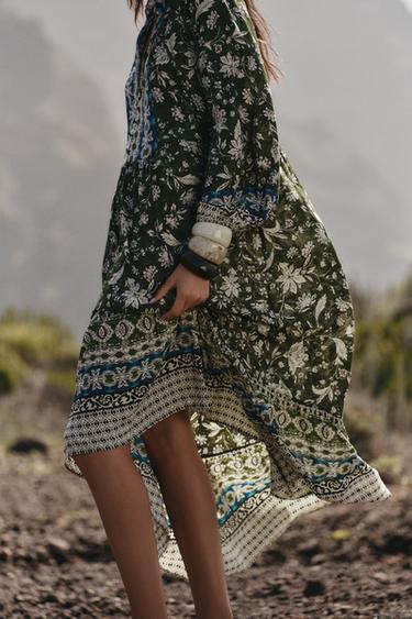 ROBE MI-LONGUE IMPRIMÉE - Multicolore de Zara - Image 2