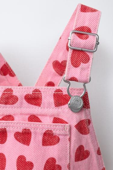 LONG TWILL DUNGAREES WITH HEARTS - Pink by Zara - Image 2
