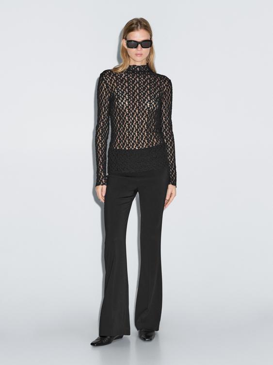 Long sleeve lace top