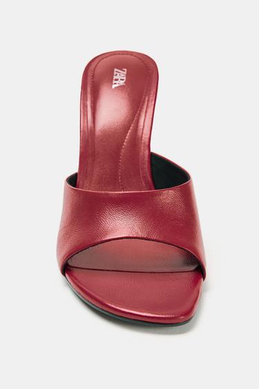 CHAUSSURES COMPENSÉES EN CUIR - Rouge de Zara - Image 3