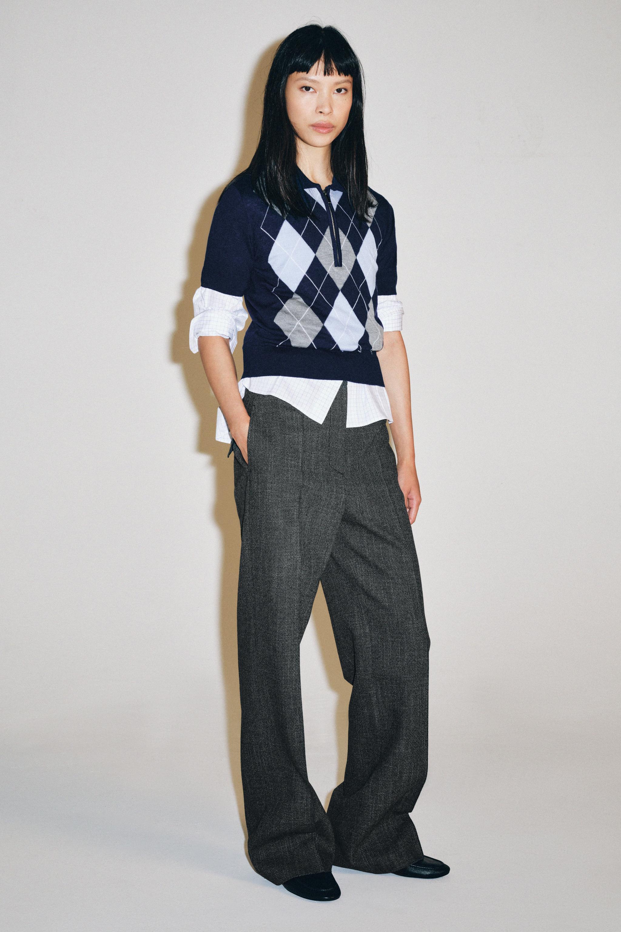 Zara DIAMOND KNIT POLO SHIRT