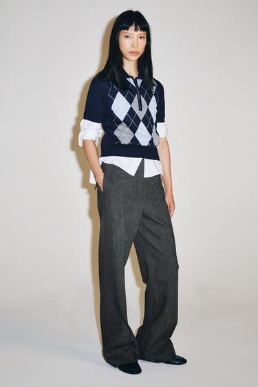 POLO PUNTO ROMBOS - Gris / Azul de Zara