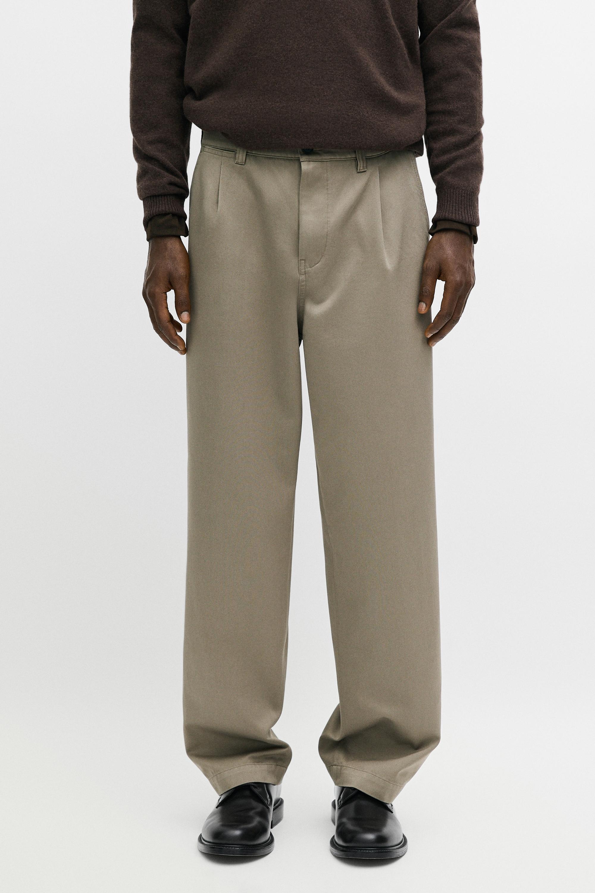 Pantalon relaxed fit en daim à pinces