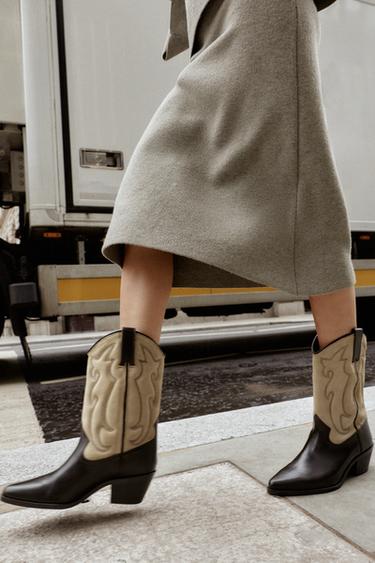 COMBINED LEATHER EMBROIDERED BOOTS - Multicoloured by Zara - Image 1