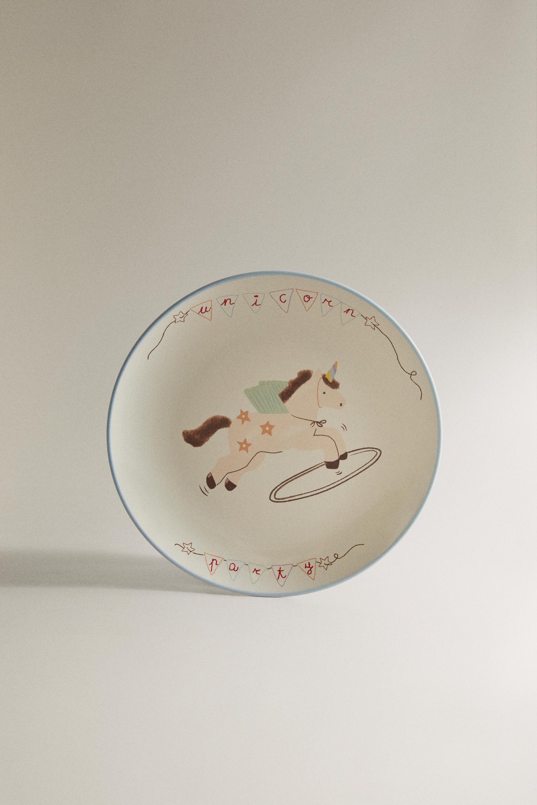 ASSIETTE ENFANT CÉRAMIQUE LICORNE
